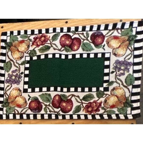 VTG Fruit Harvest Table 2 Runners & 8 Placemats Tapestry Farmhouse Cottagecore - Picture 3 of 11